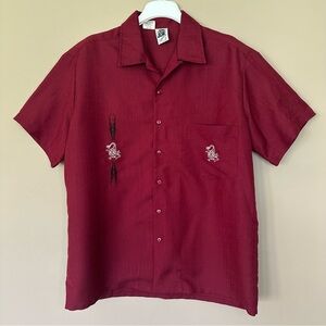 Vintage Y2K Kennington Embroidered Dragon Shirt Men L Rockabilly 1990s Maroon